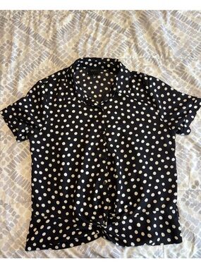 W5 Black Blouse with White Polka Dots